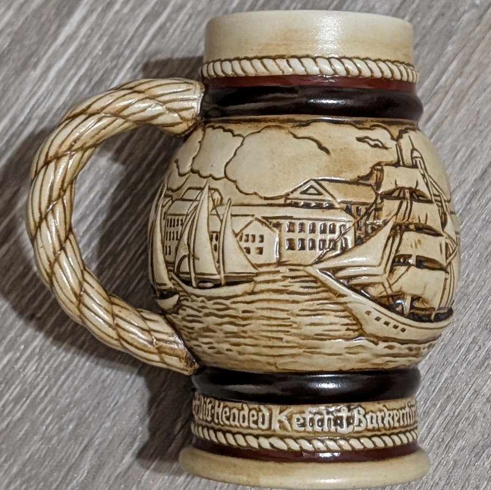 Vintage Avon Mini Stein with Nautical Design And Textured Rope Handle